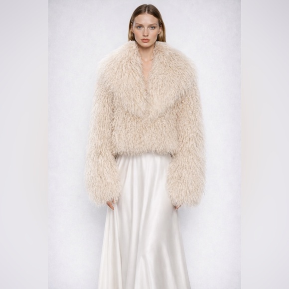 KOIR 100% pure Monogolian lamb Fur Coat ivory helsa revolve - Picture 10 of 15